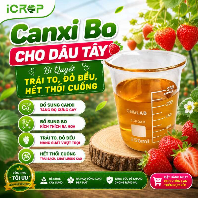 Canxi Bo Cho Dâu Tây: Bí Quyết Trái To, Đỏ Đều, Hết Thối Cuống Canxi Bo Cho Dâu Tây: Bí Quyết Trái To, Đỏ Đều, Hết Thối Cuống